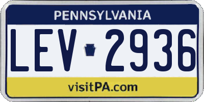 PA license plate LEV2936