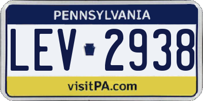 PA license plate LEV2938