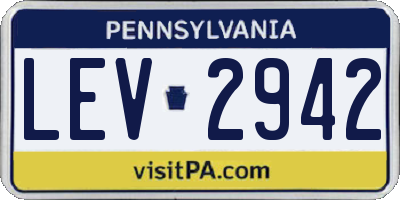 PA license plate LEV2942
