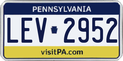 PA license plate LEV2952