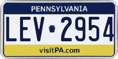 PA license plate LEV2954