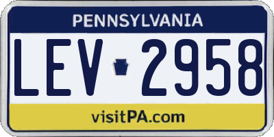 PA license plate LEV2958