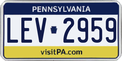 PA license plate LEV2959