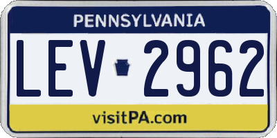 PA license plate LEV2962