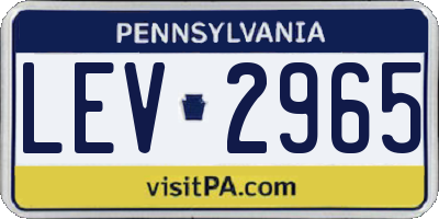 PA license plate LEV2965