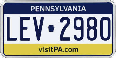 PA license plate LEV2980
