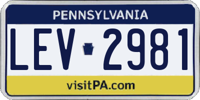 PA license plate LEV2981