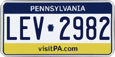 PA license plate LEV2982