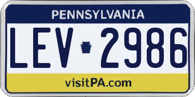 PA license plate LEV2986
