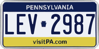 PA license plate LEV2987