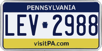 PA license plate LEV2988