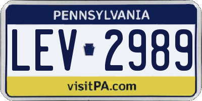PA license plate LEV2989