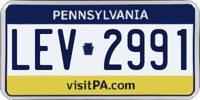PA license plate LEV2991