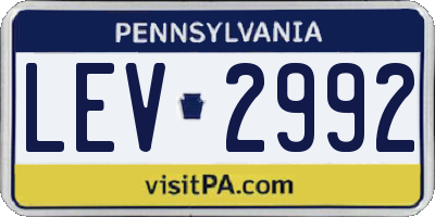 PA license plate LEV2992