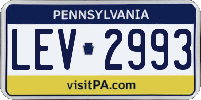 PA license plate LEV2993