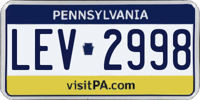 PA license plate LEV2998