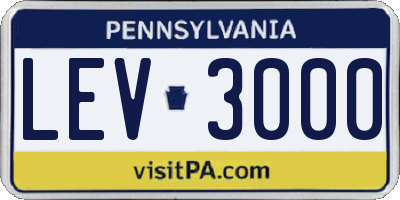 PA license plate LEV3000