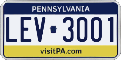 PA license plate LEV3001