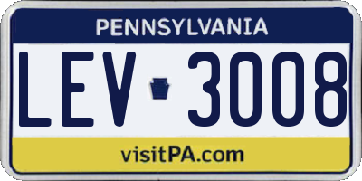 PA license plate LEV3008