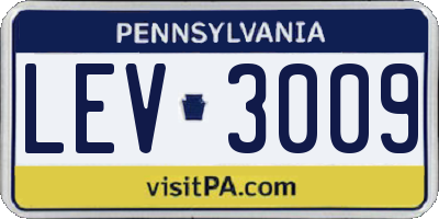 PA license plate LEV3009