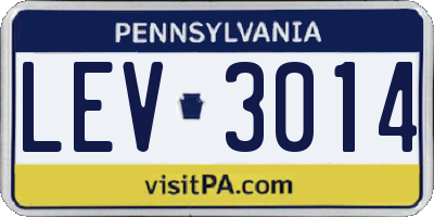 PA license plate LEV3014