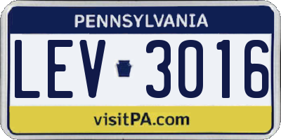 PA license plate LEV3016