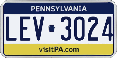 PA license plate LEV3024