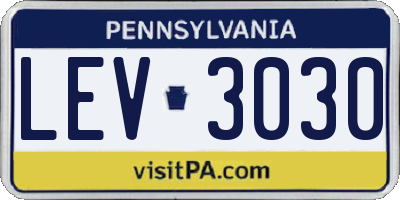 PA license plate LEV3030