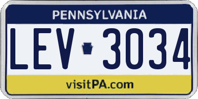 PA license plate LEV3034