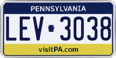 PA license plate LEV3038