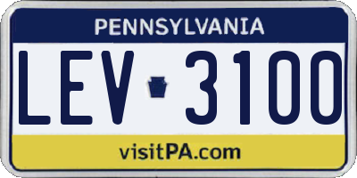 PA license plate LEV3100