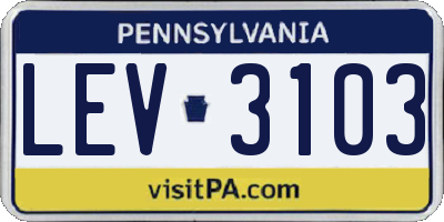 PA license plate LEV3103
