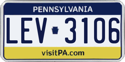 PA license plate LEV3106