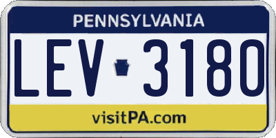 PA license plate LEV3180
