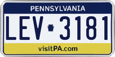 PA license plate LEV3181