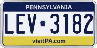 PA license plate LEV3182