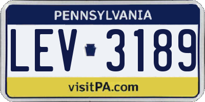 PA license plate LEV3189