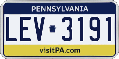 PA license plate LEV3191