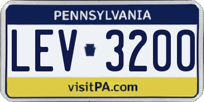 PA license plate LEV3200