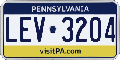 PA license plate LEV3204