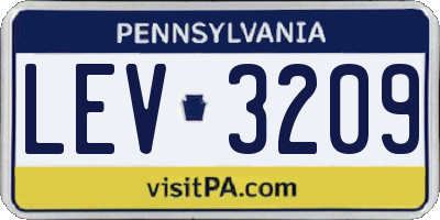 PA license plate LEV3209