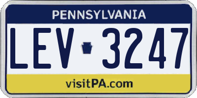 PA license plate LEV3247