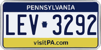 PA license plate LEV3292