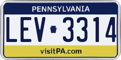 PA license plate LEV3314