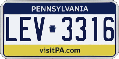 PA license plate LEV3316