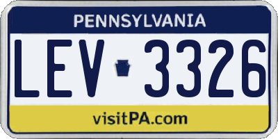 PA license plate LEV3326