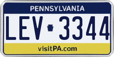 PA license plate LEV3344