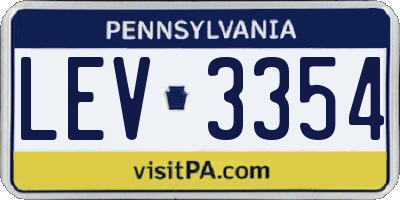 PA license plate LEV3354
