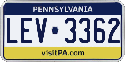 PA license plate LEV3362