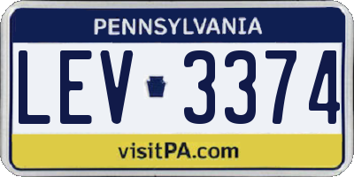 PA license plate LEV3374